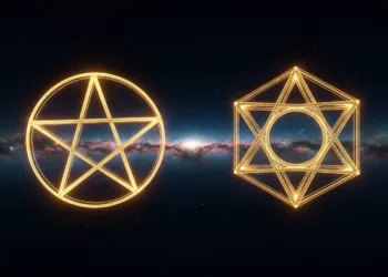 Pentagram and Hexagram in Night Sky