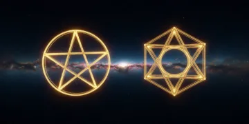 Pentagram and Hexagram in Night Sky